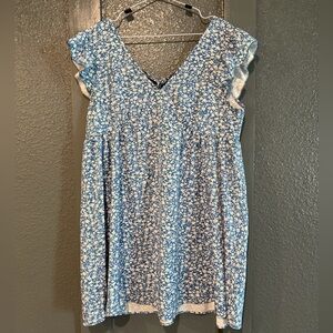 SHEIN Blue & White Floral Mini Dress Size L